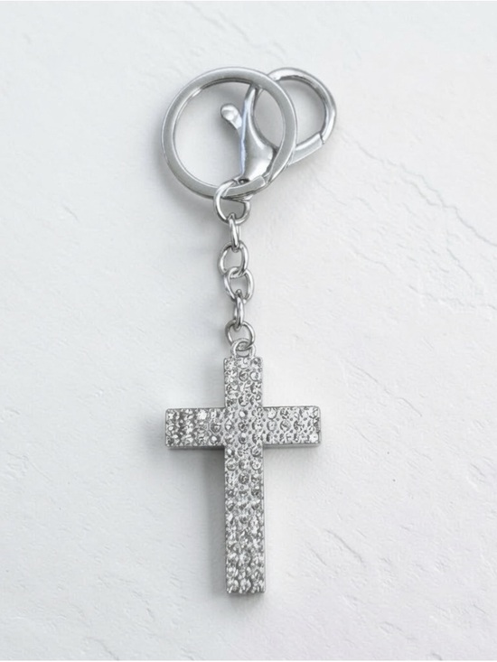 Accessories - Silver rhinestone cross charm Keychain